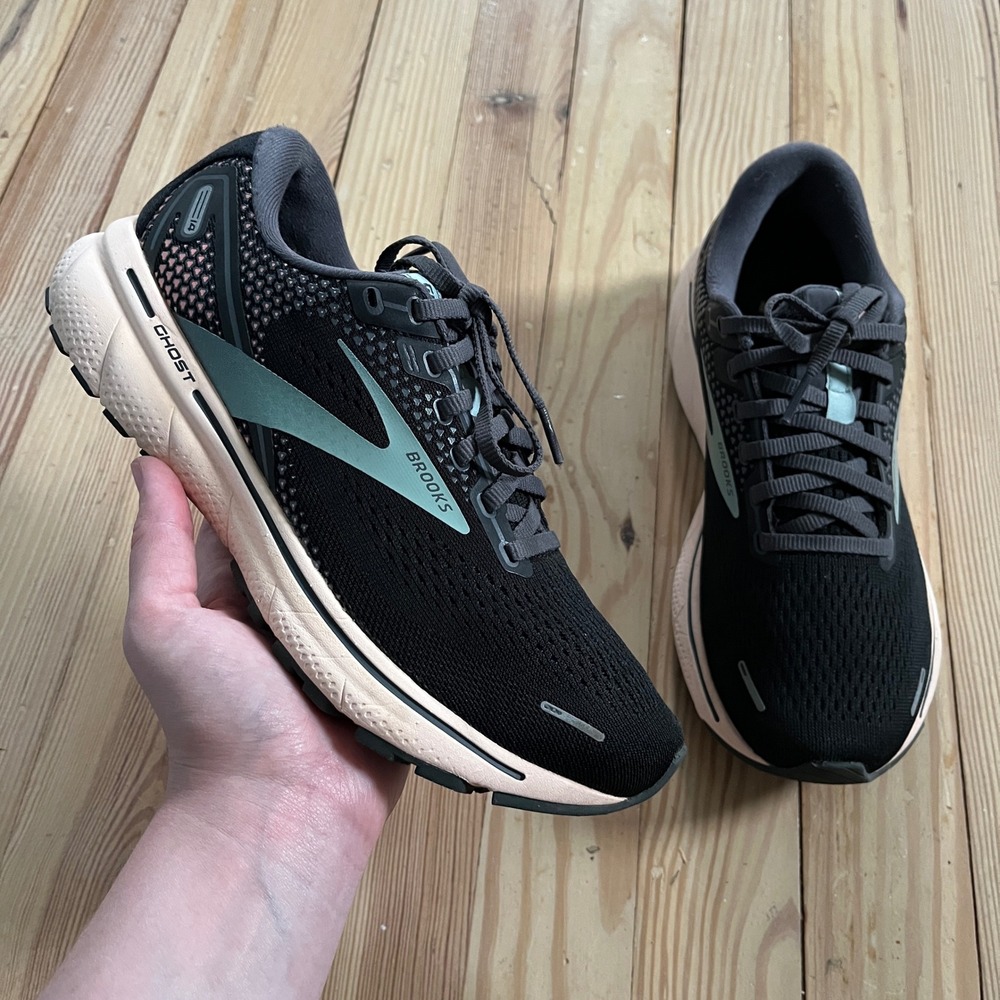 Brooks Ghost 14 Womens 8 Running Shoes Black Peach Teal 1203561B026 Neutral Road